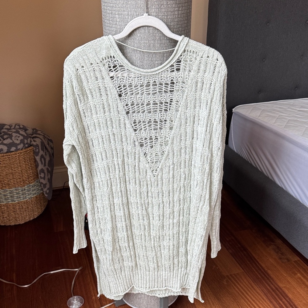Free People Cream V-Neck Sweater